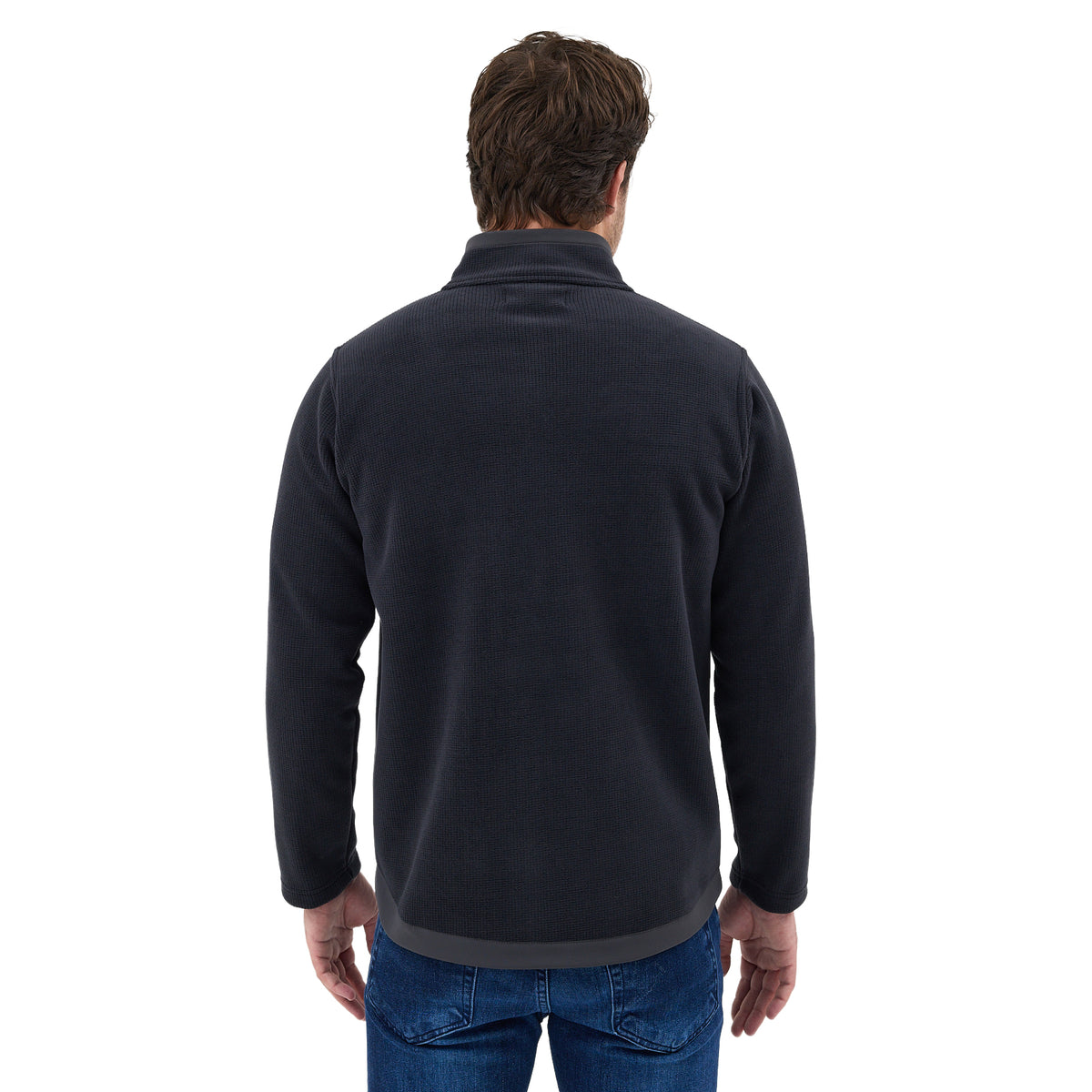 Herr in einer Merino/Polarfleece Jacke in Anthrazit