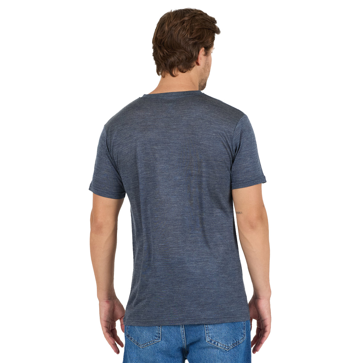Rückseite von Merino/Lyocell T-Shirt in Navy-Blau