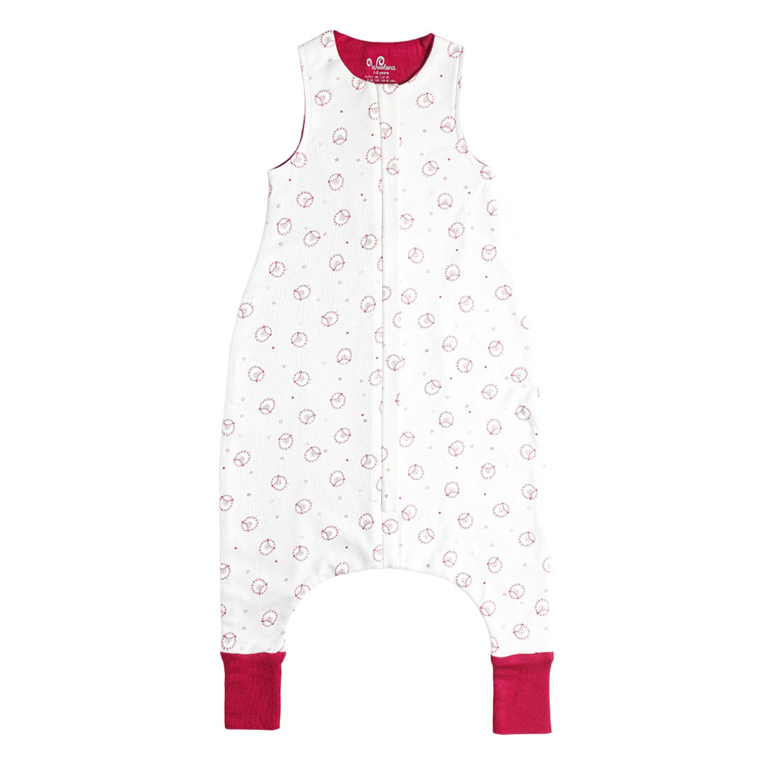 Kinderschlafsack mit Füßen aus Merinowolle mit Schaf motiv in der Farbe Pink