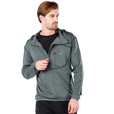 Merino Hoodie in der Farbe grün