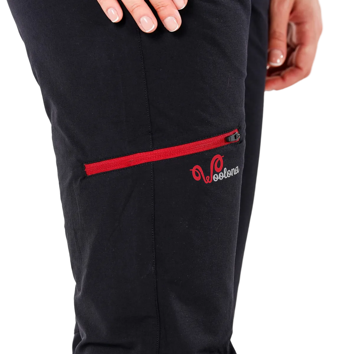 Schwarze Merino Hose mit Woolona Logo