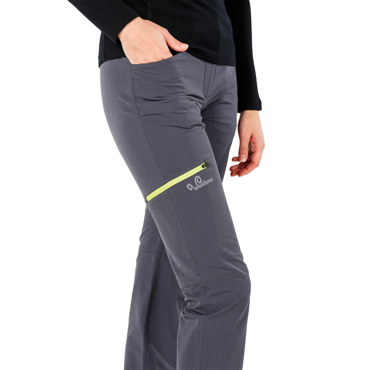 Graue Merino-Trekkingose für Damen