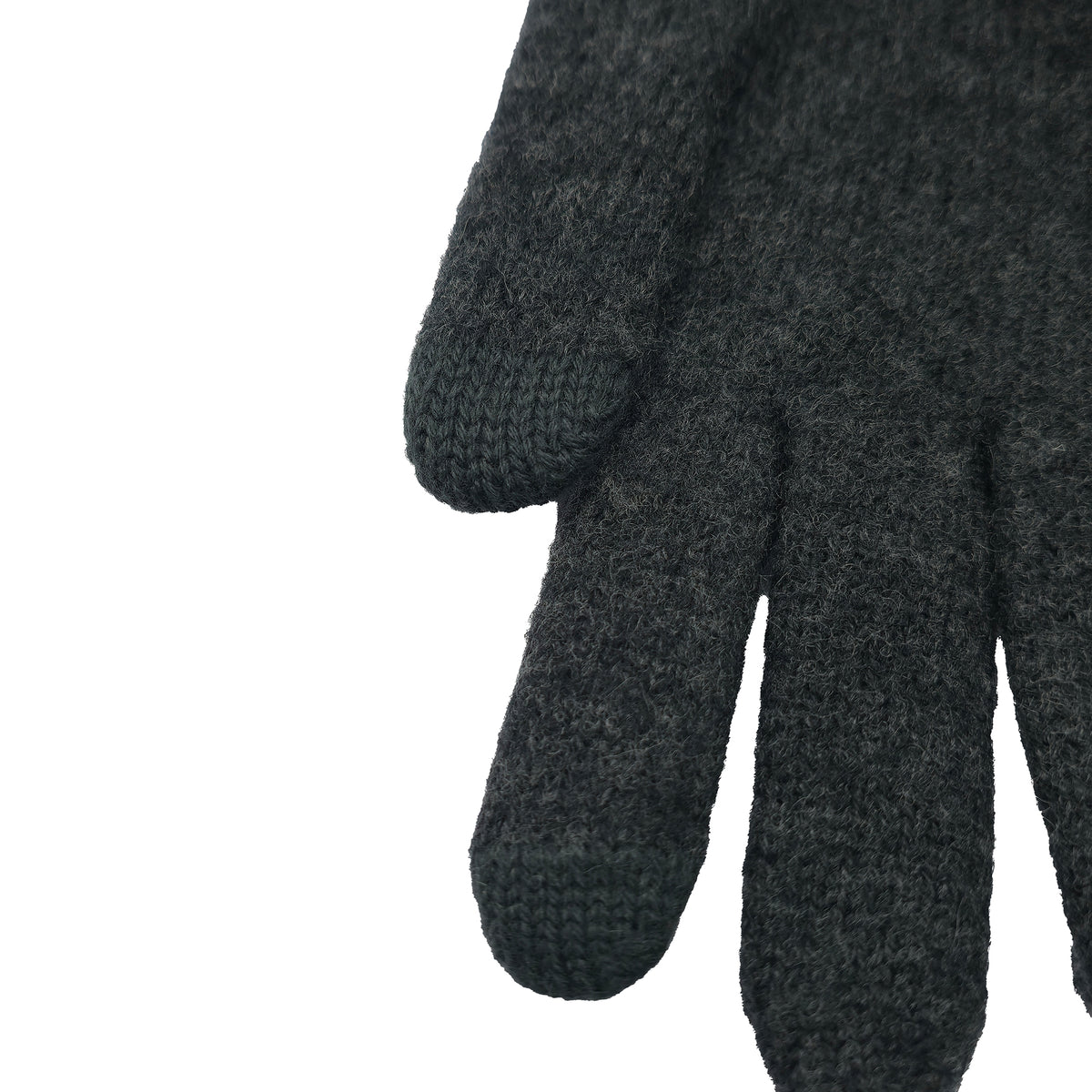 Nahaufnahme von Merino Handschuhen in der Farbe anthrazit. 