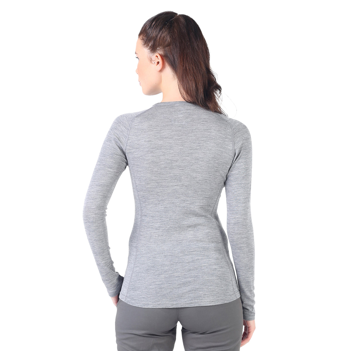 100% Merino Oberteil in grau von hinten