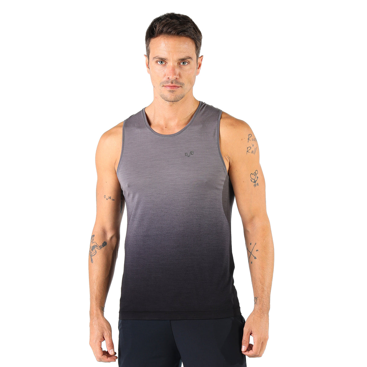 Tanktop merinowolle mit grau schwarzen Farbverlauf