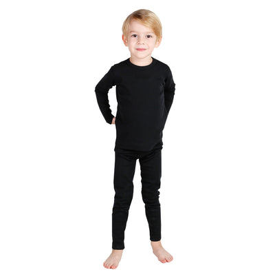 Merino Unterwäsche Set für Kinder in schwarz